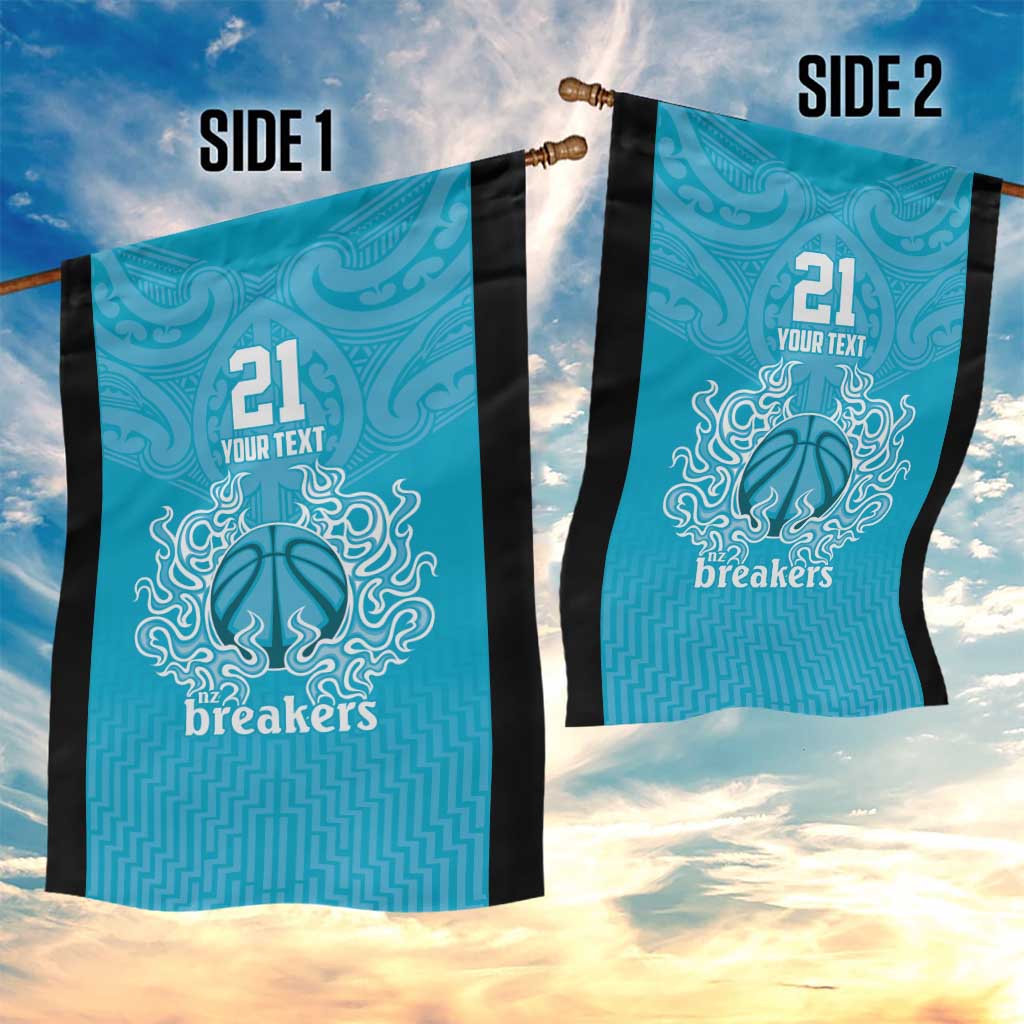New Zealand Custom Garden Flag Fire Basketball Maori Tribal Sky Blue LT9 - Polynesian Pride
