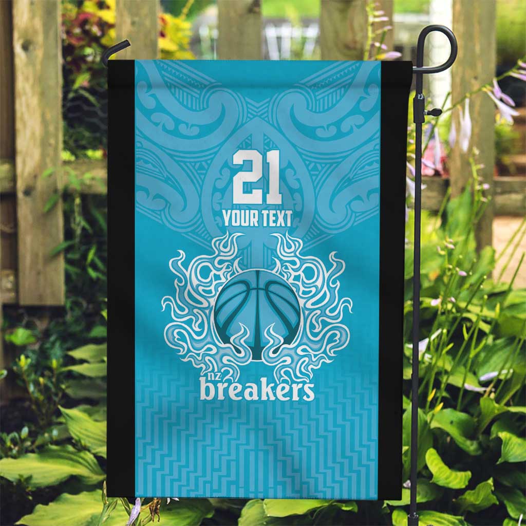 New Zealand Custom Garden Flag Fire Basketball Maori Tribal Sky Blue LT9 Garden Flag Blue - Polynesian Pride