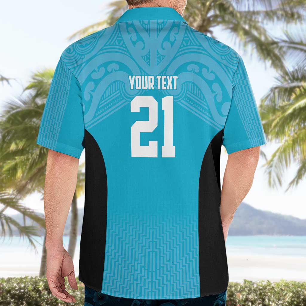 New Zealand Custom Hawaiian Shirt Fire Basketball Maori Tribal Sky Blue LT9 - Polynesian Pride