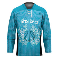 New Zealand Custom Hockey Jersey Fire Basketball Maori Tribal Sky Blue LT9 Unisex Blue - Polynesian Pride
