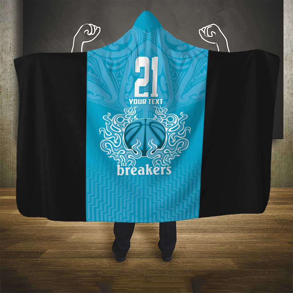 New Zealand Custom Hooded Blanket Fire Basketball Maori Tribal Sky Blue LT9 - Polynesian Pride