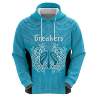 New Zealand Custom Hoodie Fire Basketball Maori Tribal Sky Blue - Polynesian Pride