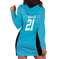 New Zealand Custom Hoodie Dress Fire Basketball Maori Tribal Sky Blue LT9 - Polynesian Pride