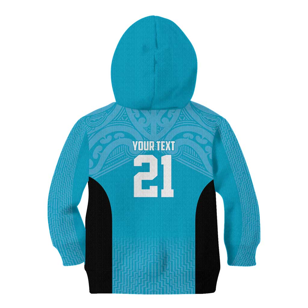 New Zealand Custom Kid Hoodie Fire Basketball Maori Tribal Sky Blue LT9 - Polynesian Pride