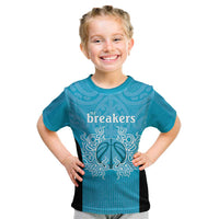 New Zealand Custom Kid T Shirt Fire Basketball Maori Tribal Sky Blue LT9 Blue - Polynesian Pride