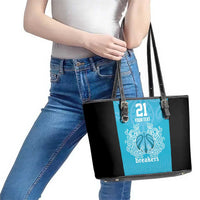 New Zealand Custom Leather Tote Bag Fire Basketball Maori Tribal Sky Blue LT9 - Polynesian Pride