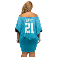 New Zealand Custom Off Shoulder Short Dress Fire Basketball Maori Tribal Sky Blue LT9 - Polynesian Pride