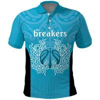 New Zealand Custom Polo Shirt Fire Basketball Maori Tribal Sky Blue LT9 Blue - Polynesian Pride