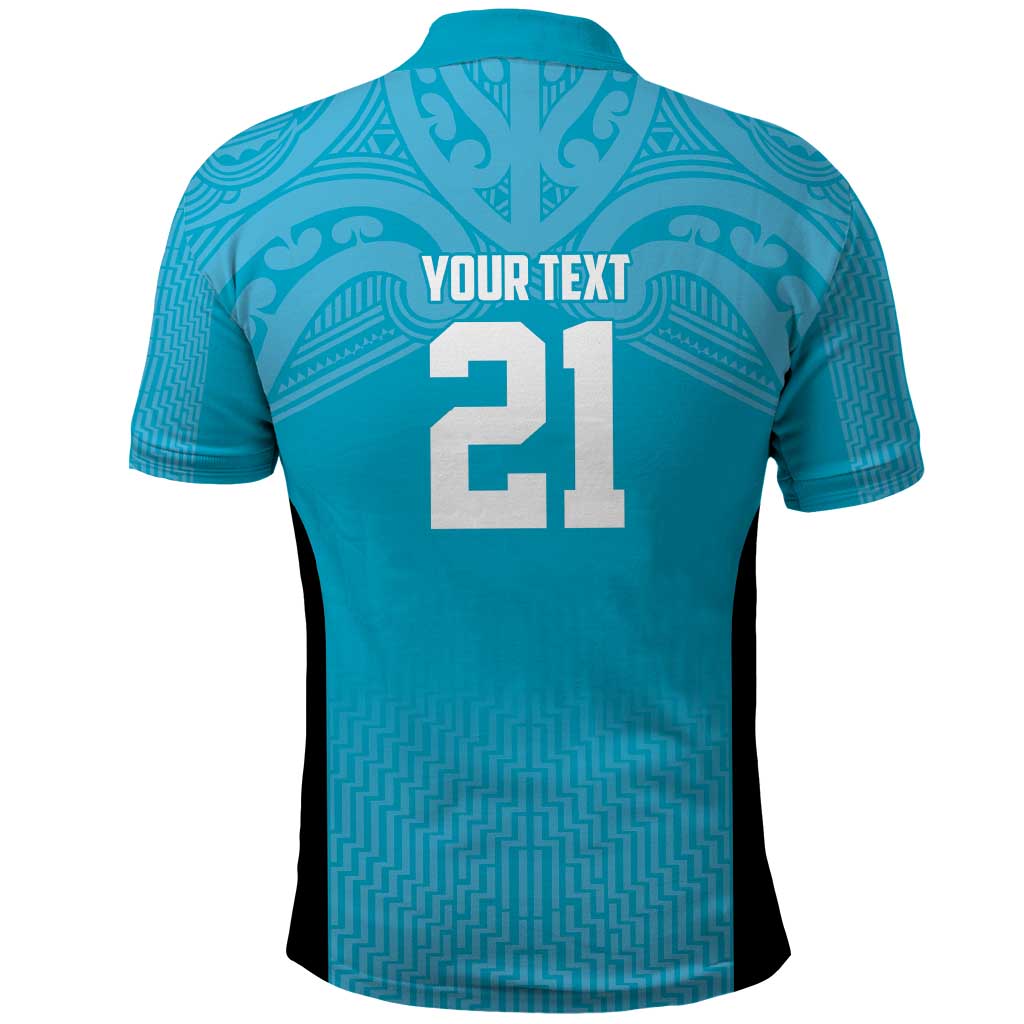 New Zealand Custom Polo Shirt Fire Basketball Maori Tribal Sky Blue LT9 - Polynesian Pride
