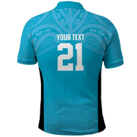 New Zealand Custom Polo Shirt Fire Basketball Maori Tribal Sky Blue LT9 - Polynesian Pride