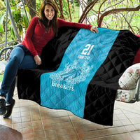 New Zealand Custom Quilt Fire Basketball Maori Tribal Sky Blue - Polynesian Pride