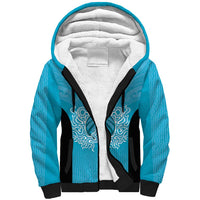 New Zealand Custom Sherpa Hoodie Fire Basketball Maori Tribal Sky Blue LT9 Unisex Blue - Polynesian Pride