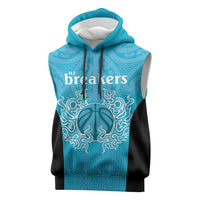 New Zealand Custom Sleeveless Hoodie Fire Basketball Maori Tribal Sky Blue LT9 Blue - Polynesian Pride