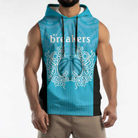 New Zealand Custom Sleeveless Hoodie Fire Basketball Maori Tribal Sky Blue LT9 - Polynesian Pride