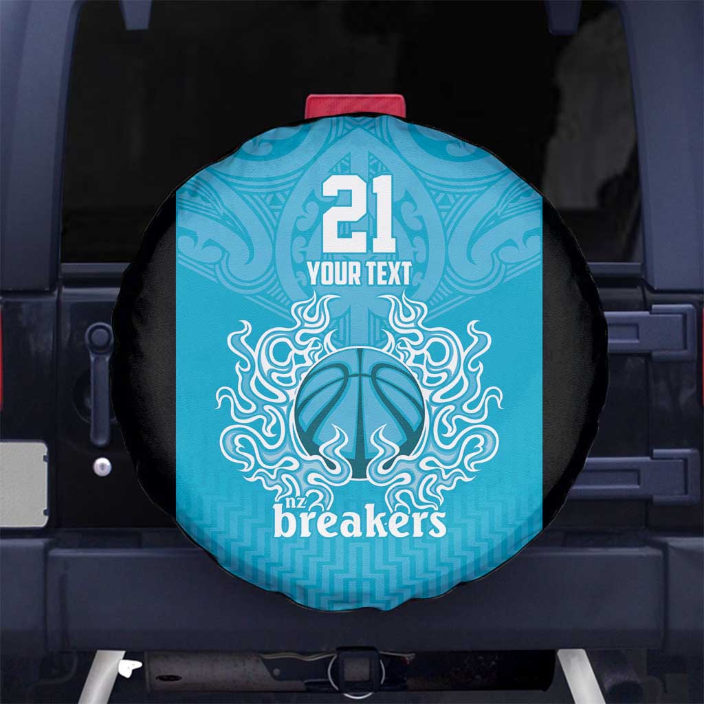 New Zealand Custom Spare Tire Cover Fire Basketball Maori Tribal Sky Blue LT9 No hole Blue - Polynesian Pride