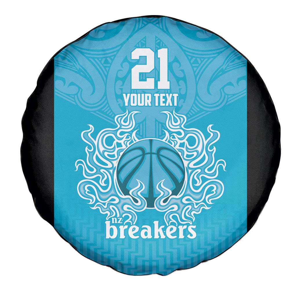 New Zealand Custom Spare Tire Cover Fire Basketball Maori Tribal Sky Blue LT9 - Polynesian Pride