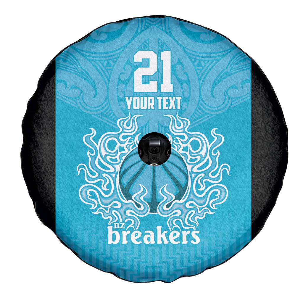 New Zealand Custom Spare Tire Cover Fire Basketball Maori Tribal Sky Blue LT9 - Polynesian Pride