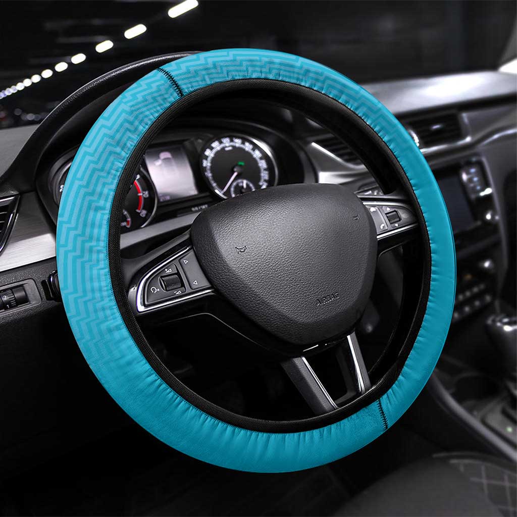 New Zealand Steering Wheel Cover Fire Basketball Maori Tribal Sky Blue LT9 Universal Fit Blue - Polynesian Pride
