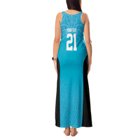 New Zealand Custom Tank Maxi Dress Fire Basketball Maori Tribal Sky Blue LT9 - Polynesian Pride