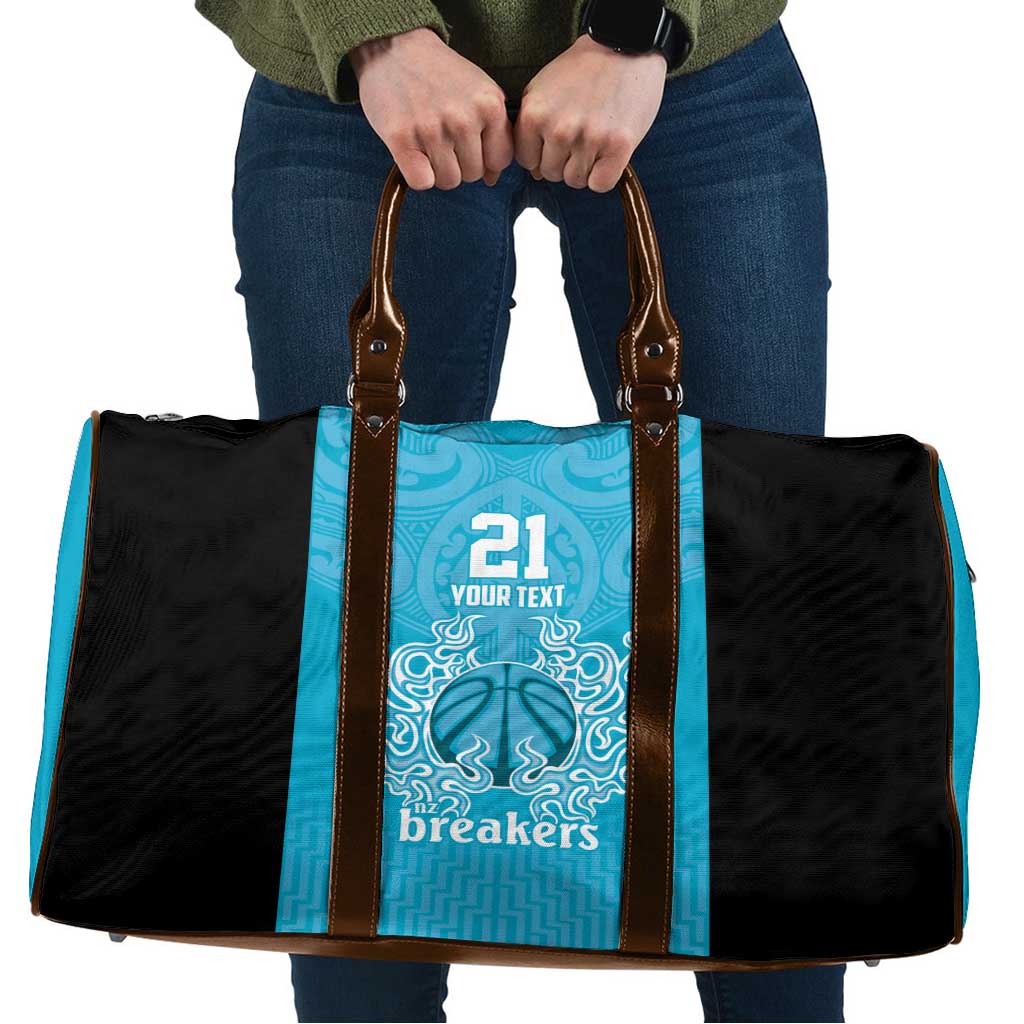 New Zealand Custom Travel Bag Fire Basketball Maori Tribal Sky Blue LT9 Blue - Polynesian Pride