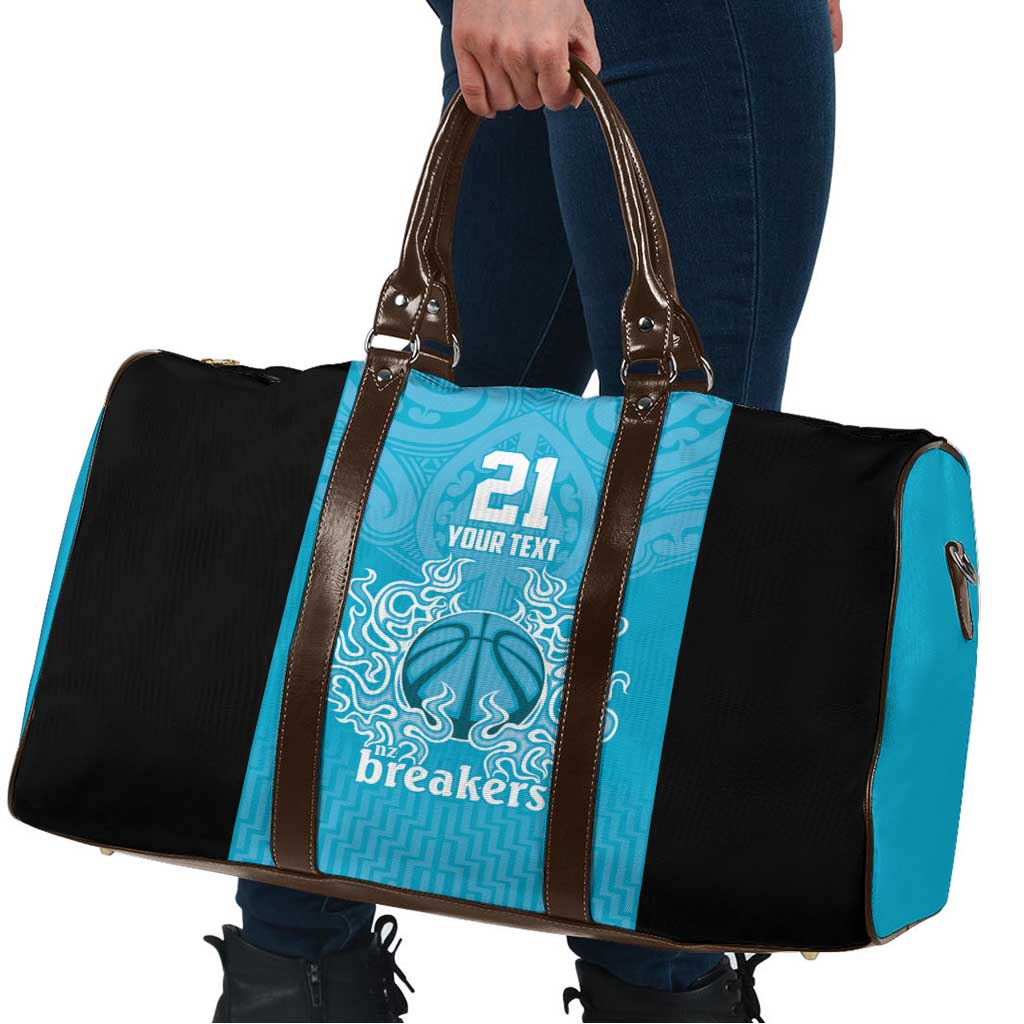 New Zealand Custom Travel Bag Fire Basketball Maori Tribal Sky Blue LT9 - Polynesian Pride