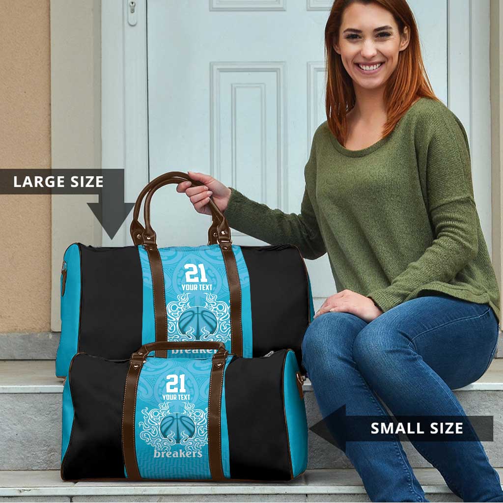 New Zealand Custom Travel Bag Fire Basketball Maori Tribal Sky Blue LT9 - Polynesian Pride