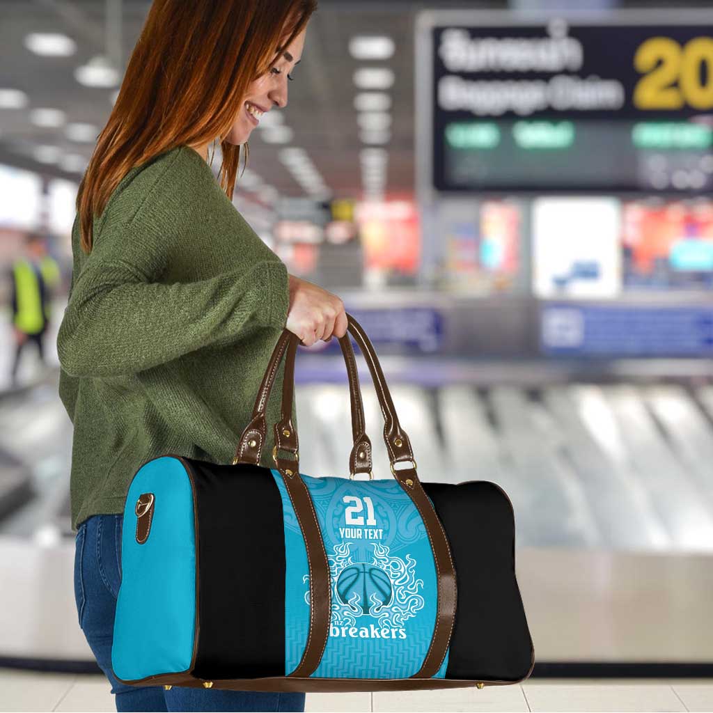 New Zealand Custom Travel Bag Fire Basketball Maori Tribal Sky Blue LT9 - Polynesian Pride