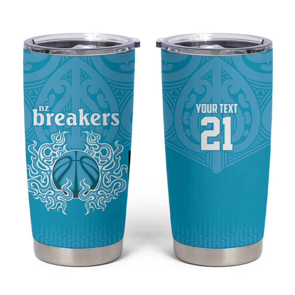 New Zealand Custom Tumbler Cup Fire Basketball Maori Tribal Sky Blue LT9 Blue - Polynesian Pride