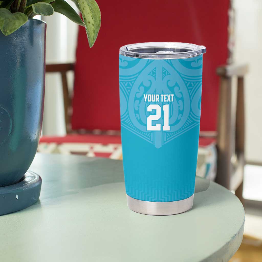 New Zealand Custom Tumbler Cup Fire Basketball Maori Tribal Sky Blue LT9 - Polynesian Pride
