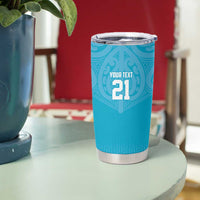 New Zealand Custom Tumbler Cup Fire Basketball Maori Tribal Sky Blue LT9 - Polynesian Pride