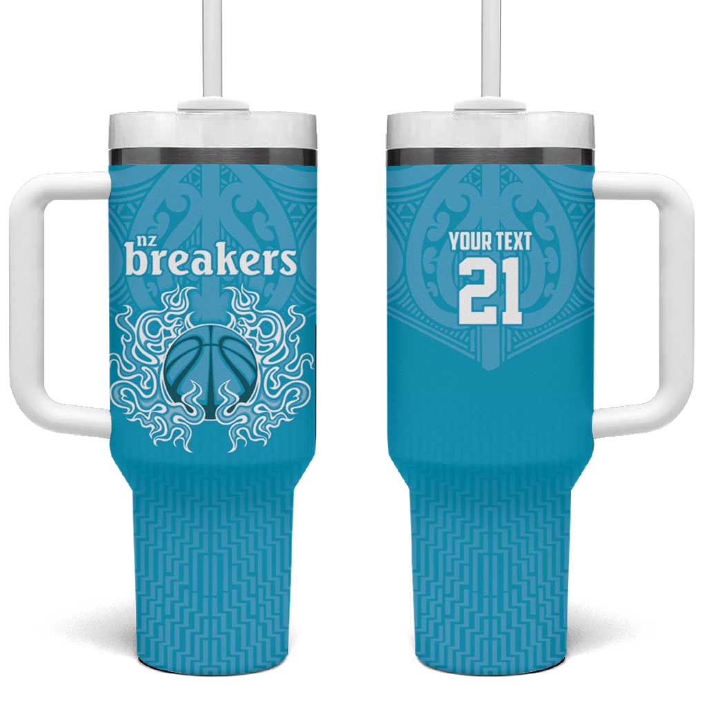 New Zealand Custom Tumbler With Handle Fire Basketball Maori Tribal Sky Blue LT9 One Size: 40 oz Blue - Polynesian Pride