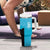 New Zealand Custom Tumbler With Handle Fire Basketball Maori Tribal Sky Blue - Polynesian Pride