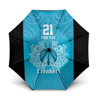 New Zealand Custom Umbrella Fire Basketball Maori Tribal Sky Blue - Polynesian Pride
