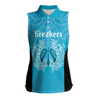 New Zealand Custom Women Sleeveless Polo Shirt Fire Basketball Maori Tribal Sky Blue LT9 Female Blue - Polynesian Pride