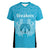 New Zealand Custom Women V-Neck T-Shirt Fire Basketball Maori Tribal Sky Blue - Polynesian Pride