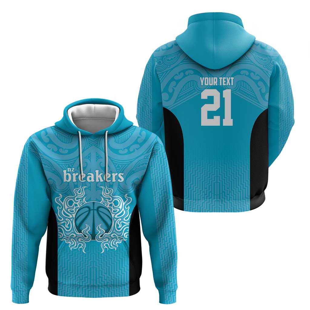 New Zealand Custom Zip Hoodie Fire Basketball Maori Tribal Sky Blue LT9 - Polynesian Pride