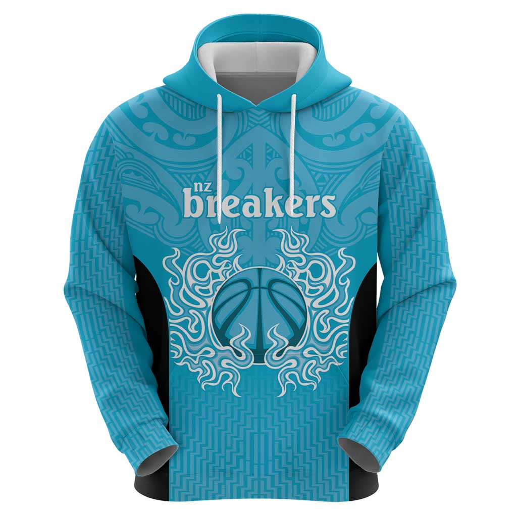 New Zealand Custom Zip Hoodie Fire Basketball Maori Tribal Sky Blue LT9 - Polynesian Pride