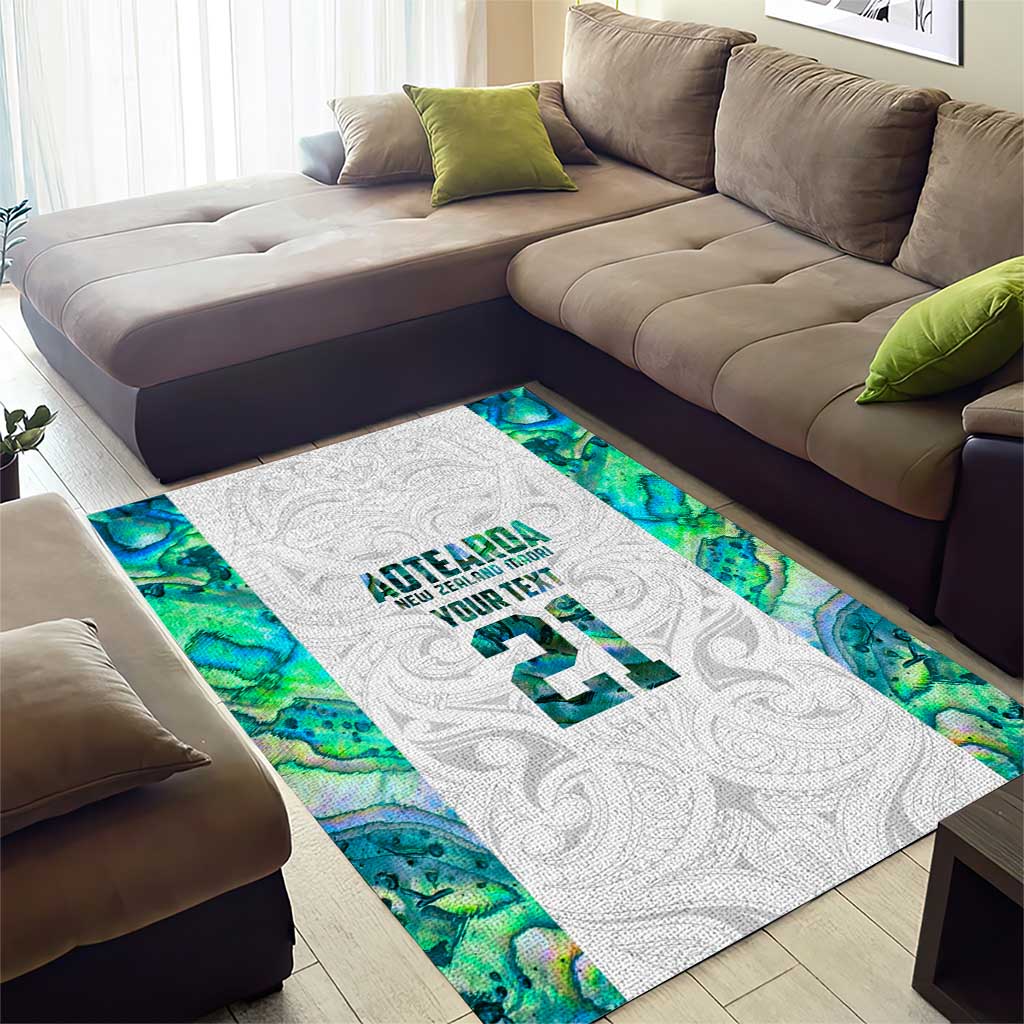 Custom New Zealand Aotearoa Area Rug Green Maori Paua Shell Indigenous - Polynesian Pride