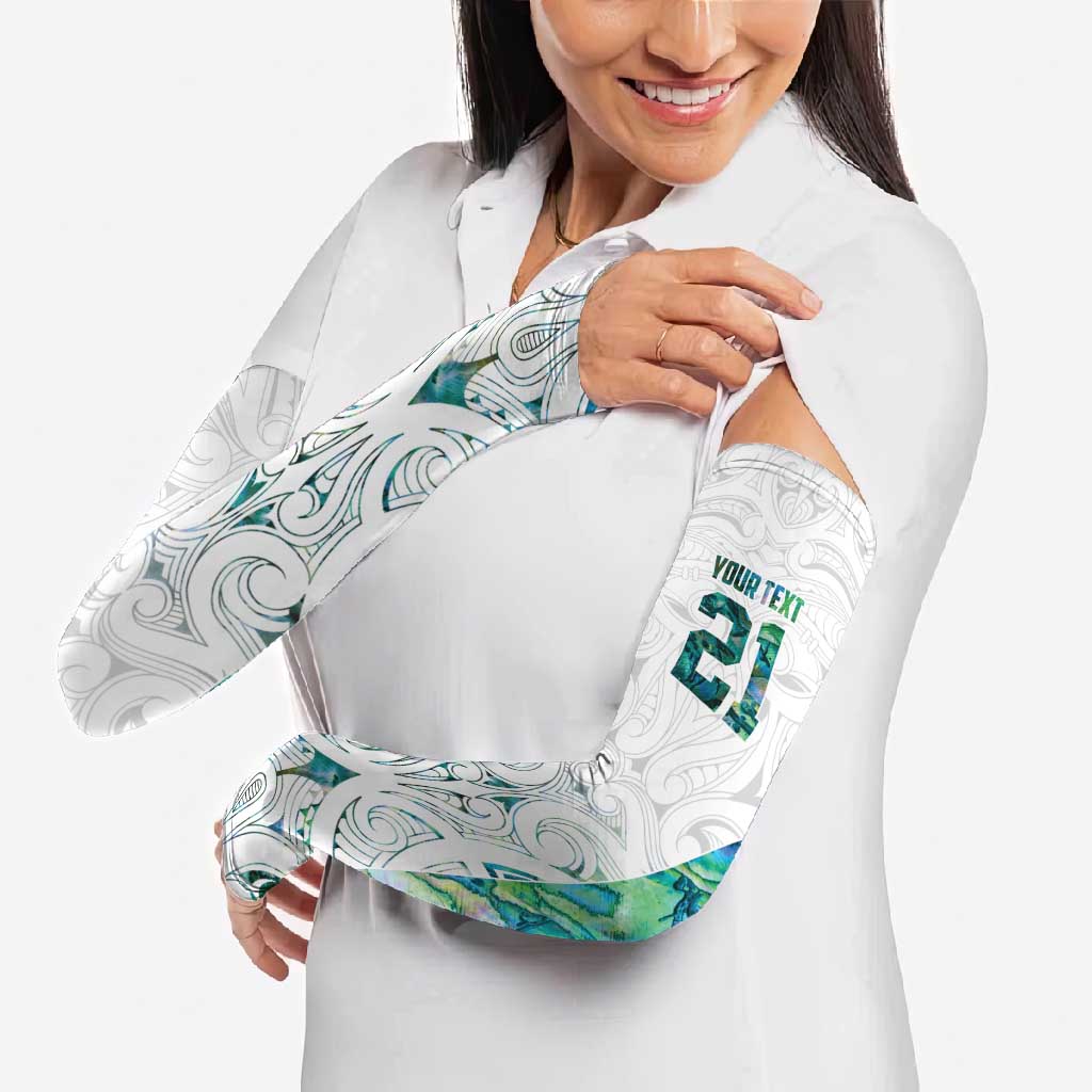 Custom New Zealand Aotearoa Arm Sleeves Green Maori Paua Shell Indigenous - Polynesian Pride