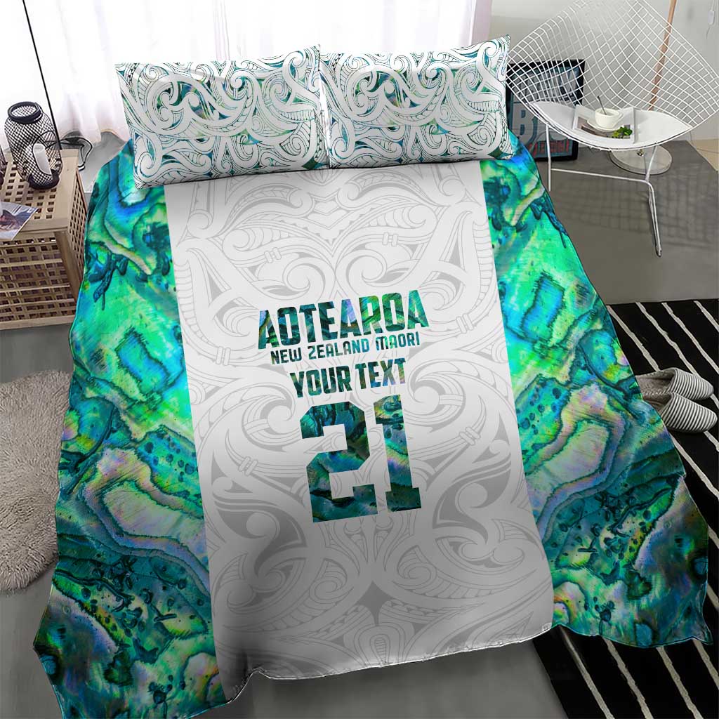 Custom New Zealand Aotearoa Bedding Set Green Maori Paua Shell Indigenous - Polynesian Pride