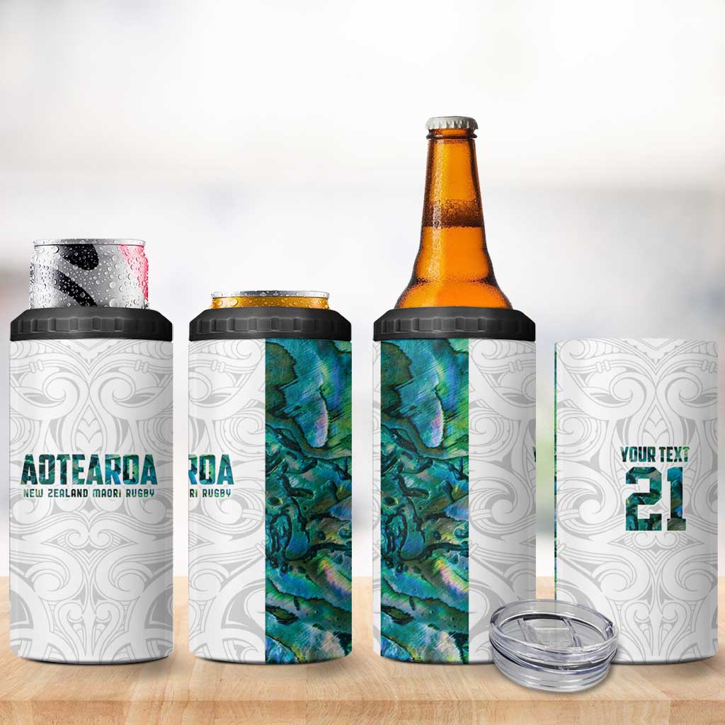Custom New Zealand Aotearoa 4 in 1 Can Cooler Tumbler Green Maori Paua Shell Indigenous LT9 - Polynesian Pride