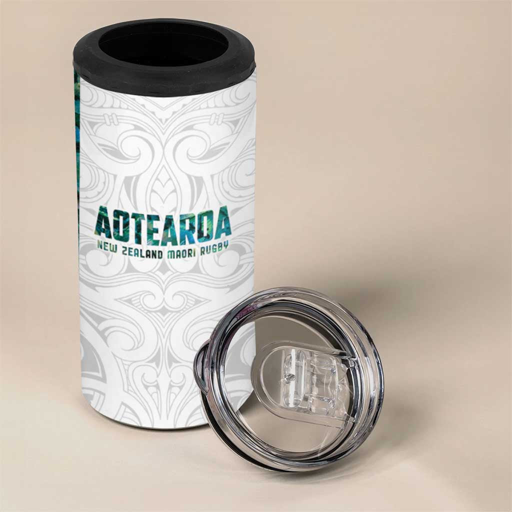 Custom New Zealand Aotearoa 4 in 1 Can Cooler Tumbler Green Maori Paua Shell Indigenous LT9 - Polynesian Pride