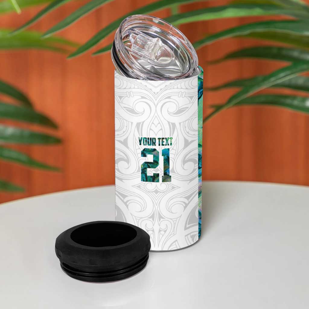 Custom New Zealand Aotearoa 4 in 1 Can Cooler Tumbler Green Maori Paua Shell Indigenous LT9 - Polynesian Pride