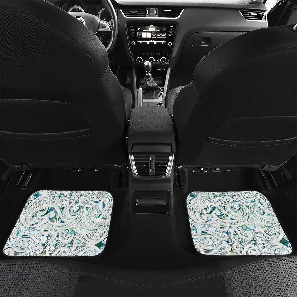 Custom New Zealand Aotearoa Car Mats Green Maori Paua Shell Indigenous - Polynesian Pride