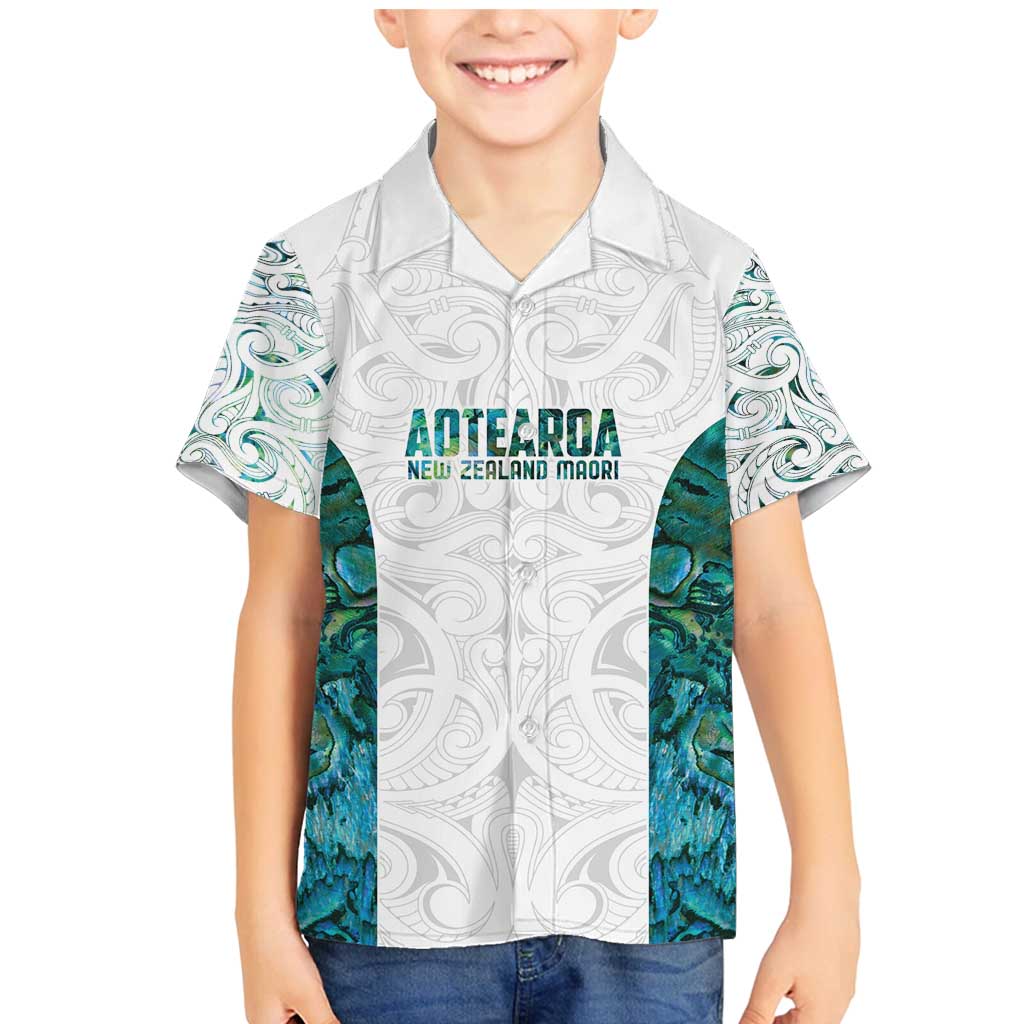 Custom New Zealand Aotearoa Family Matching Mermaid Dress and Hawaiian Shirt Green Maori Paua Shell Indigenous LT9 Son's Shirt Green - Polynesian Pride