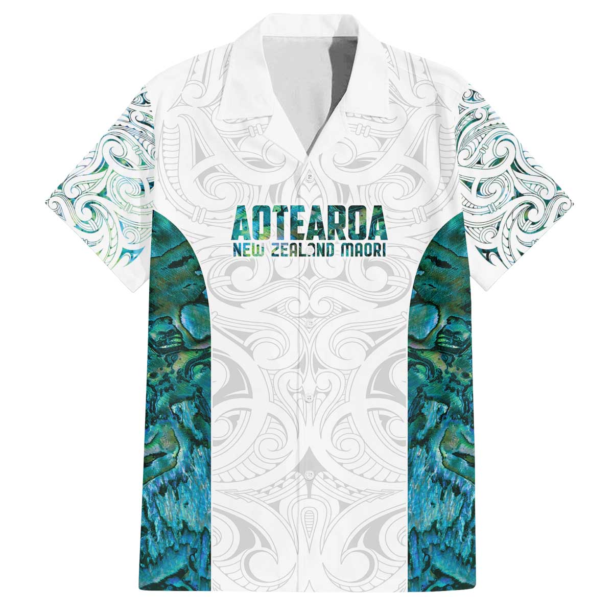 Custom New Zealand Aotearoa Family Matching Off The Shoulder Long Sleeve Dress and Hawaiian Shirt Green Maori Paua Shell Indigenous LT9 Dad's Shirt - Short Sleeve Green - Polynesian Pride