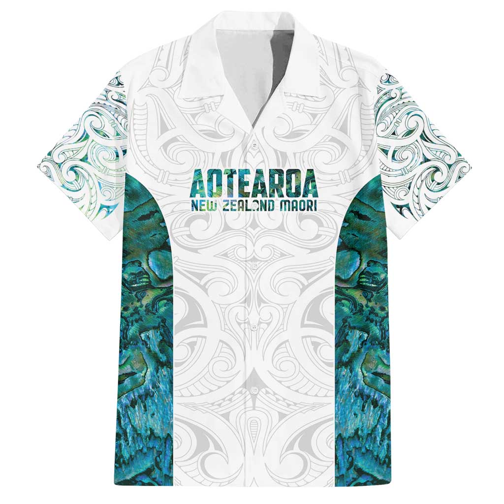 Custom New Zealand Aotearoa Family Matching Summer Maxi Dress and Hawaiian Shirt Green Maori Paua Shell Indigenous LT9 Dad's Shirt - Short Sleeve Green - Polynesian Pride