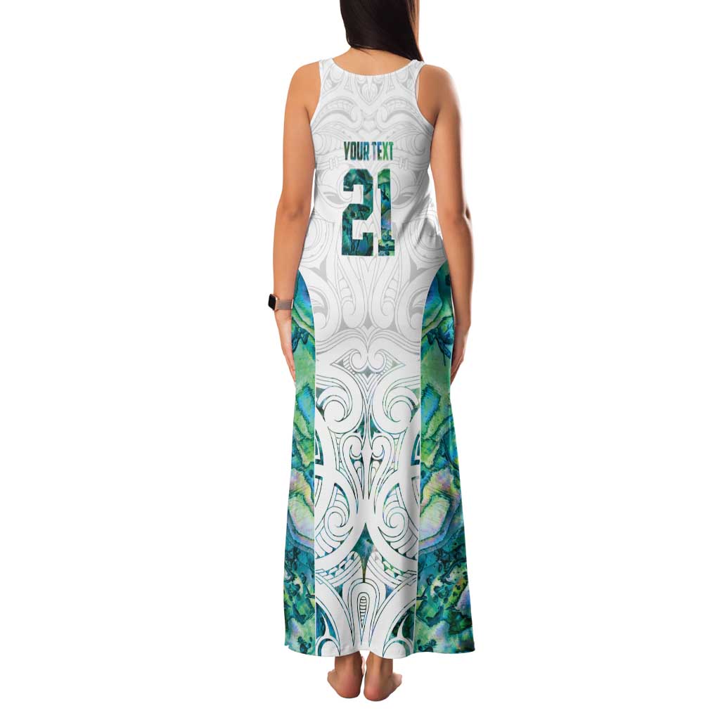Custom New Zealand Aotearoa Family Matching Tank Maxi Dress and Hawaiian Shirt Green Maori Paua Shell Indigenous LT9 - Polynesian Pride