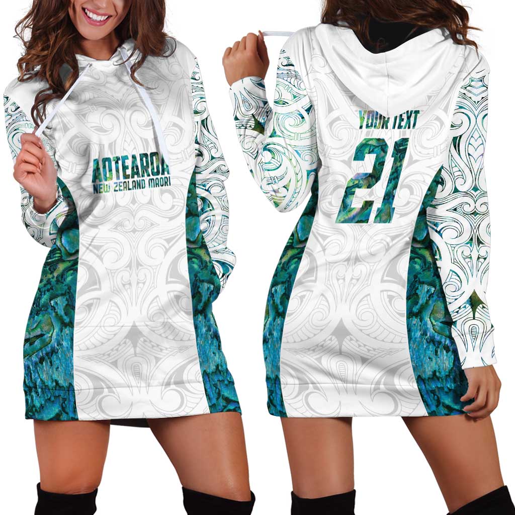 Custom New Zealand Aotearoa Hoodie Dress Green Maori Paua Shell Indigenous LT9 - Polynesian Pride