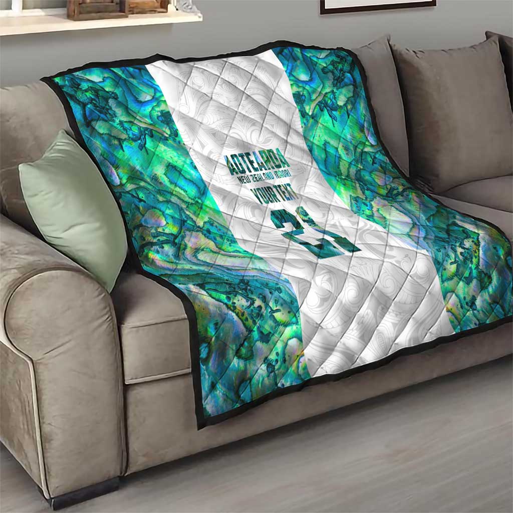 Custom New Zealand Aotearoa Quilt Green Maori Paua Shell Indigenous - Polynesian Pride